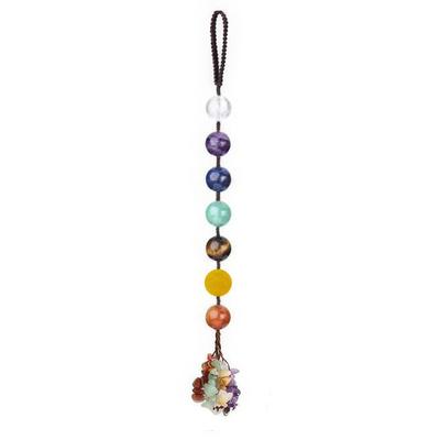 7 Chakra Crystal Hanging Ornaments – Round Bead Healing Gemstone Car Charm & Home Wall Window Decoration for Meditation & Yoga