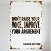 Vintage Rustic 'Don't Raise Your Voice, Improve Your Argument' Metal Tin Sign - HAIRIEN SPECTER Motivational Plaque for Home Bar