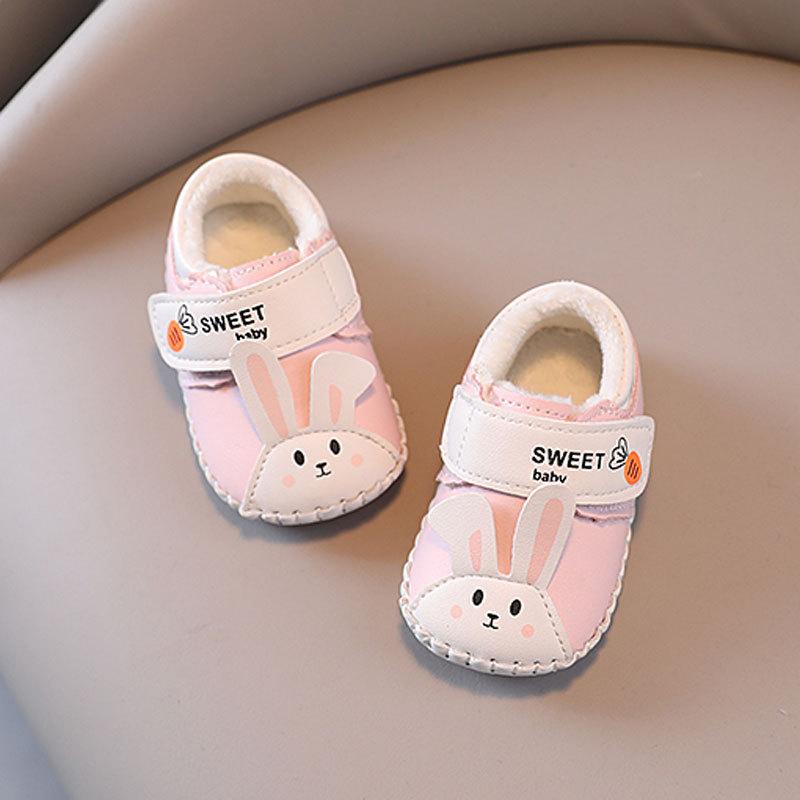 Buty zimowe dla niemowląt 0-1 rok, miękka podeszwa, buty księżniczki dla dziewczynek, buty dla maluchów, aksamitne, urocze, bawełniane, nie spadają
