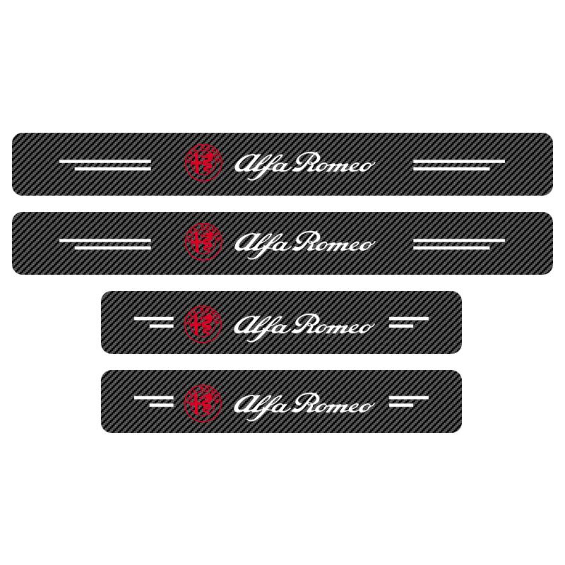 For Alfa Romeo 147 159 Giulietta Giulia Mito Spider Alpha Nheadrest 4Pcs Carbon Fiber Car Door Sill Protection Sticker Anti-scratch Refit