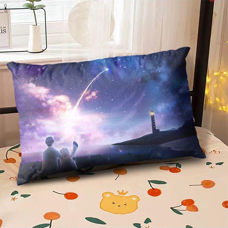 Starry Sky Sunset Sea Pillow,2D Night Scene Pillow Core and Case Set,Aesthetic Pillow for Student Dormitory