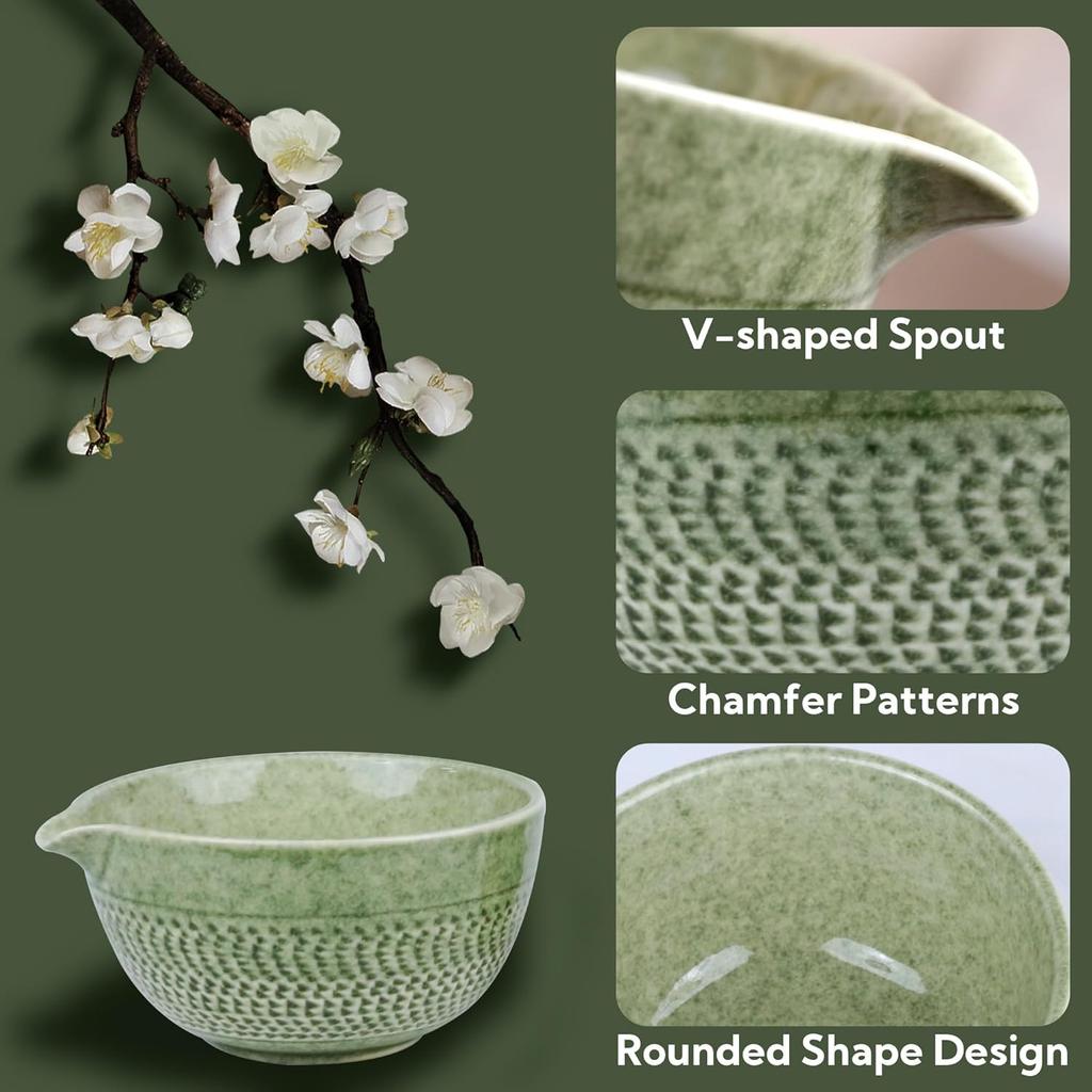 Japanese Matcha Bowl, Glazed Ceremonial Matcha Bowl with Whisk Holder for Matcha Powder/Matcha Tea/Japanese Matcha, 2 Color Options