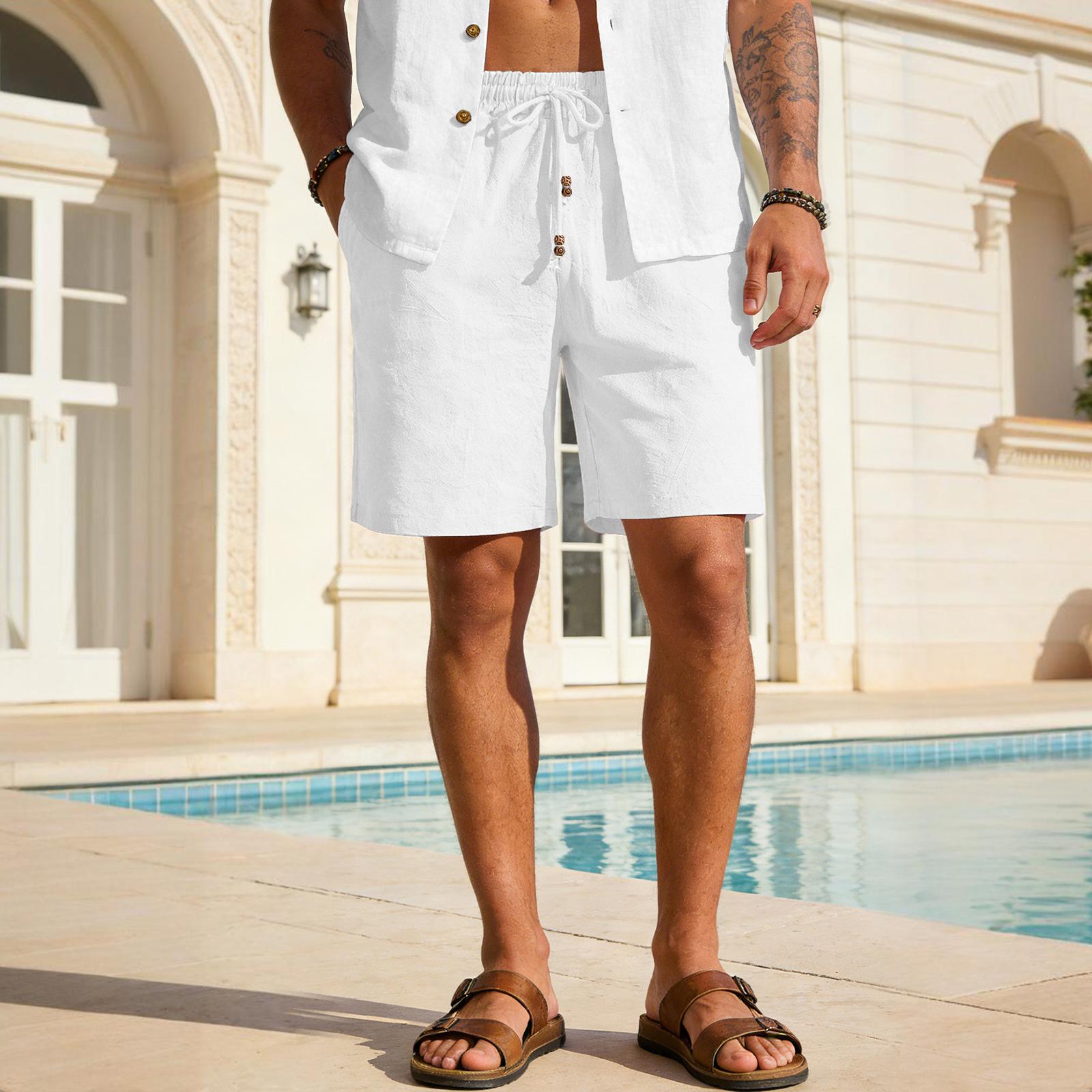 

Men s Shorts Loose Sports Casual Beach Pants XL білий