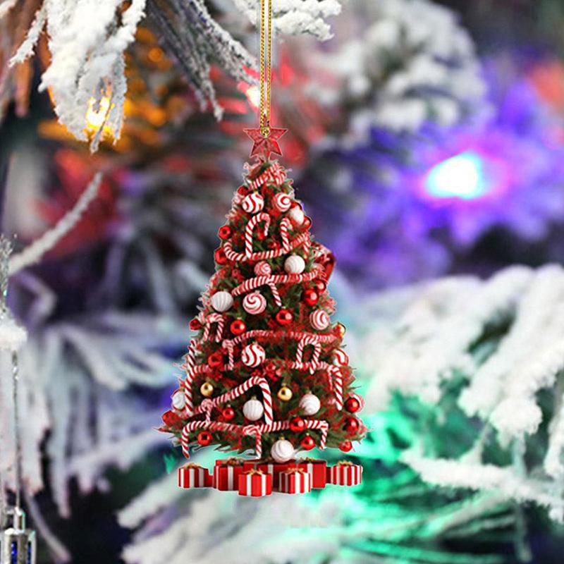 2D Acrylic Christmas Tree Hanging Ornaments Pendant Xmas Home Table Decor Gifts 2025 Happy New Year Decor