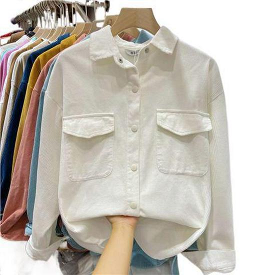 Women's Velvet Corduroy Shirt Jacket - Simple & Fashionable, Perfect for Spring and Autumn