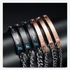 His Queen, Her King Stainless Steel Couple Bracelet with Diamond Inlay