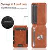 KEYSION PU Leather Phone Case for Samsung Galaxy Z Fold 7 6 5 4 3 Shockproof Cover With Magnetic Card Holder Bag Hinge Screen Protector
