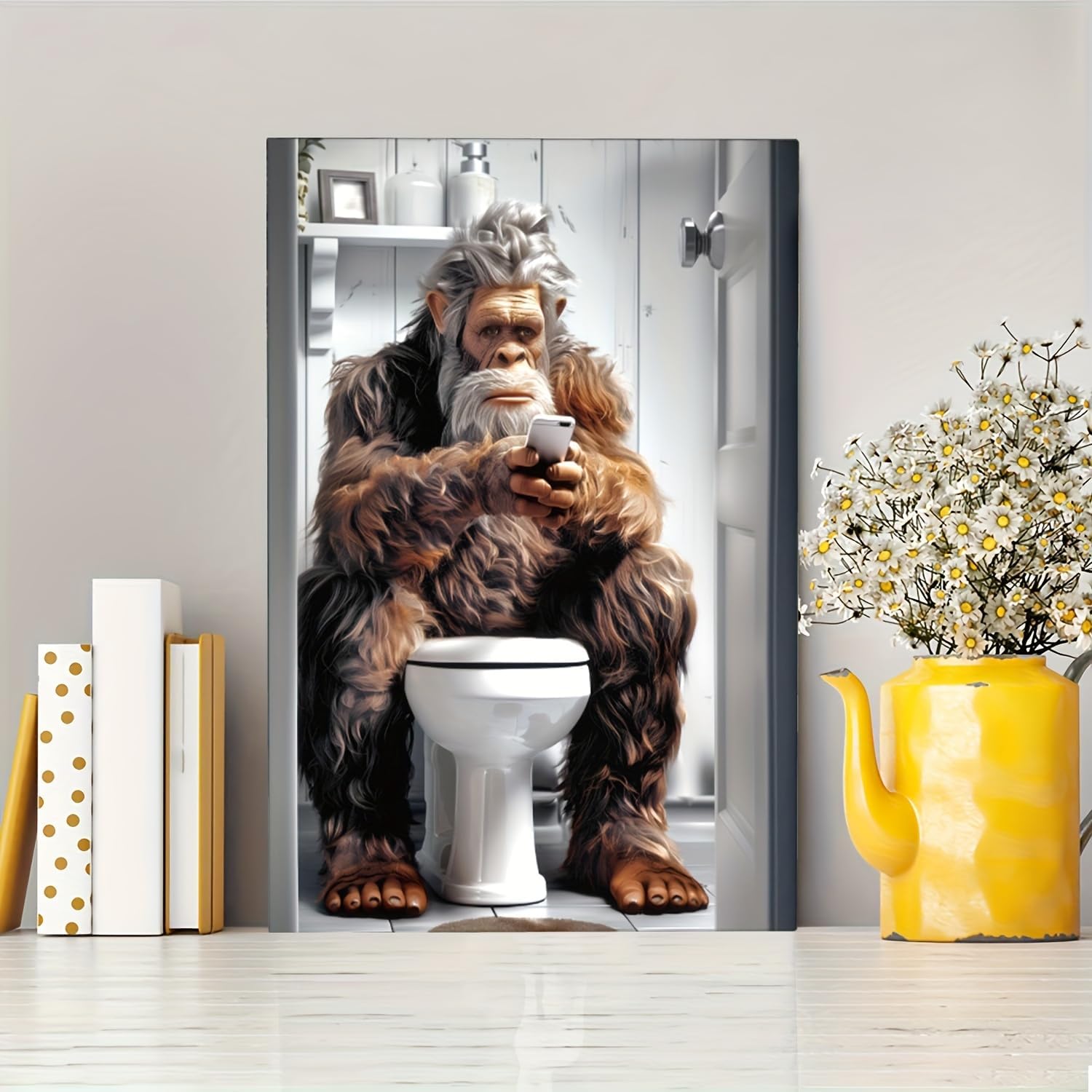 Sasquatch On Toilet Aluminium Metal Tin Sign 8x6 Inch Home Plaque Poster Bar Pub Wall Are Decor New 20X30CM