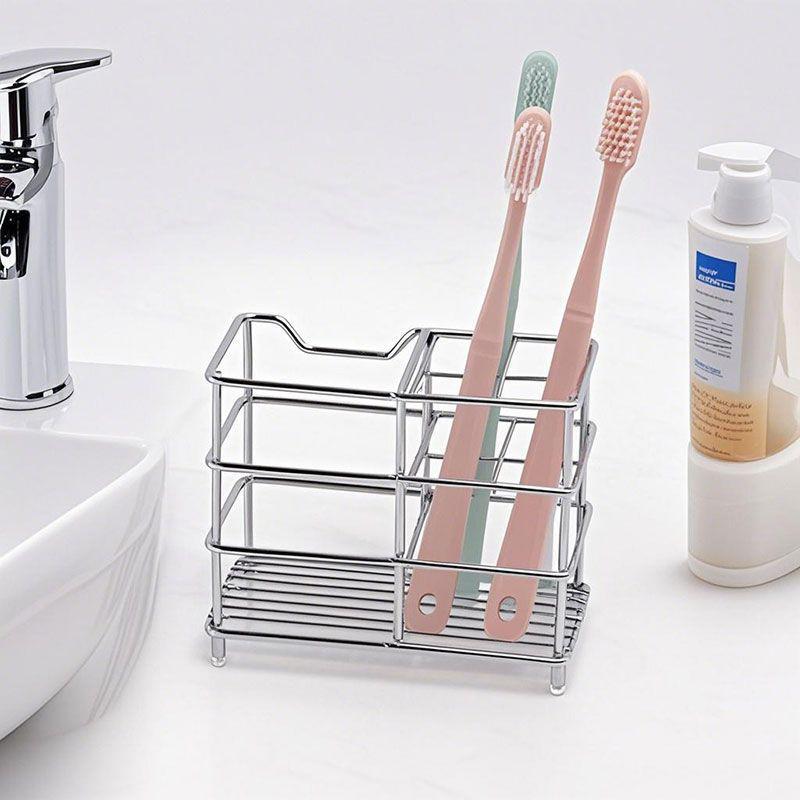 Bathroom Toothbrush Holder Stainless Steel Black Sliver Tooth Brush Holder Toothpaste Holder Stand Bathroom Organizer Accessory