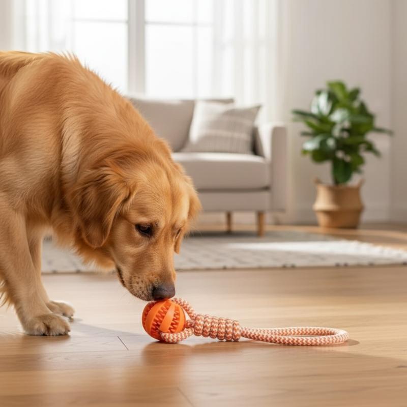 Pet Tooth Cleaning Chewing Food Leak Ball Interactive Tug Dog Rope Toy