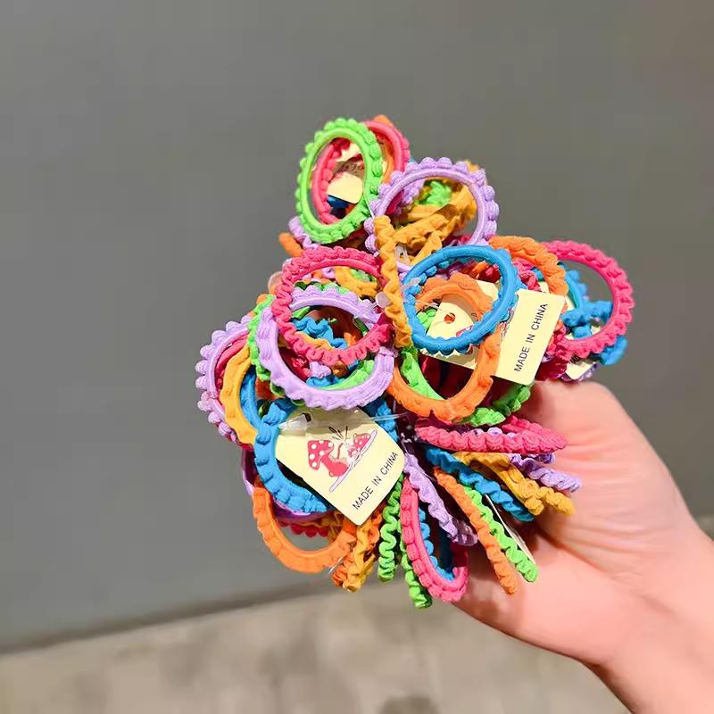 Colorful Kids' Hair Ties: Elastic Lace Scrunchies & Durable Headbands