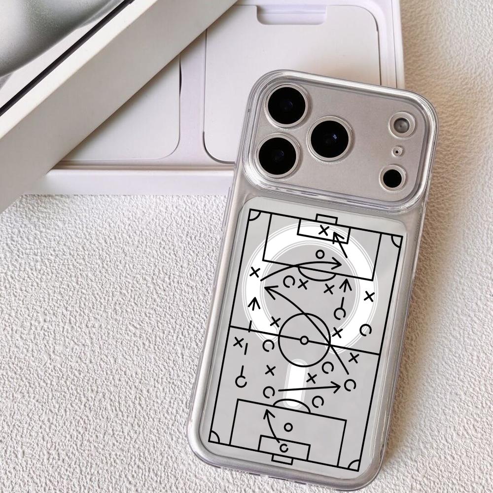 

Football tactics board Phone Case For iPhone 17 16 15 14 13 12 Pro Max Plus With Magnetic Crystal Clear Case Wireless Charge iPhone 11