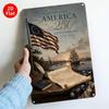 Tin Sign Celebrating America Th Anniversary  Vintage Retro Metal Wall Plaque  Patriotic US Flag Ship Liberty Decor F