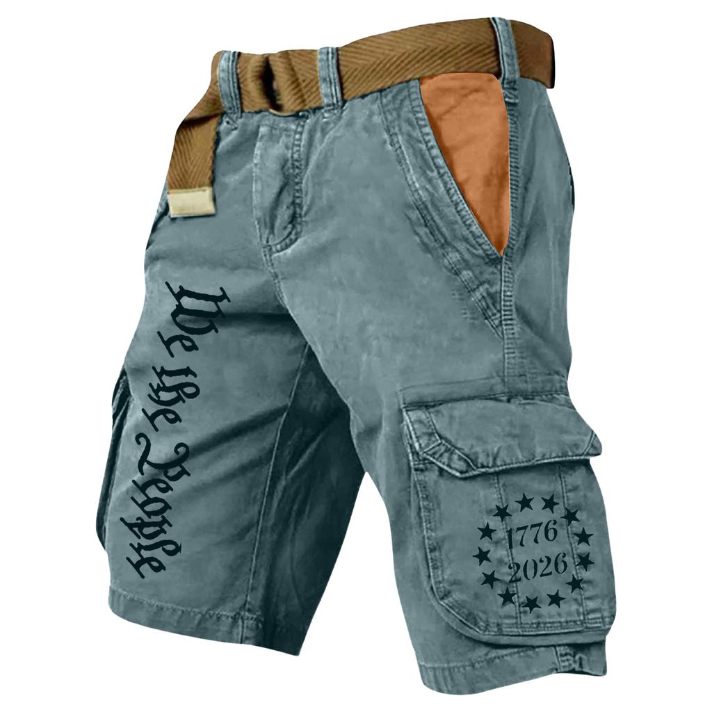 Pantaloni scurți de vară imprimați pentru bărbați, pentru exterior, pantaloni scurți largi pentru bărbați, cu buzunare multiple