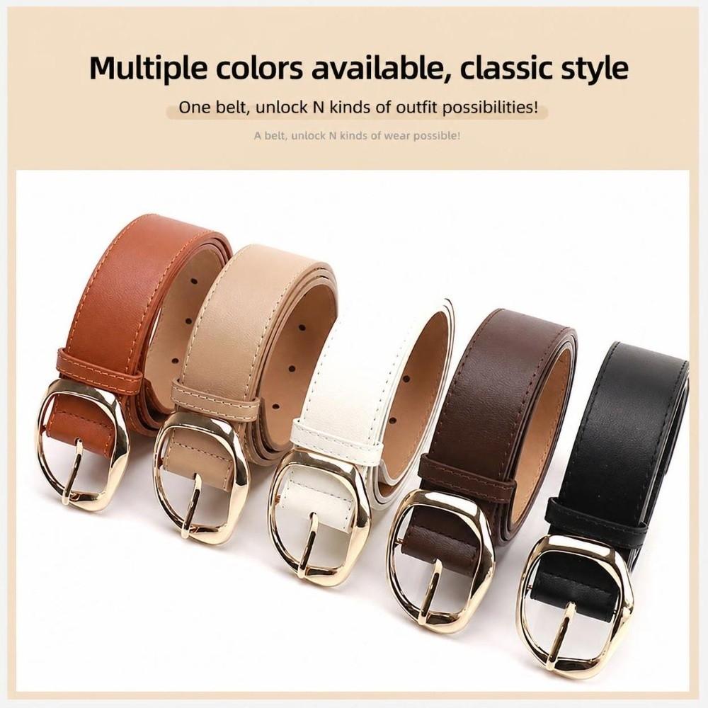 Faux Leather Waist Belt Oval Pin Buckle Waist Strap Classic Leather Waistband  For Women