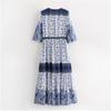 GMXIA Summer Spring Bohemian Patchwork Maxi Single-breasted Cardigan Vintage Dress