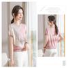 Women Summer New Ice Silk Round Neck Short Sleeve T Shirt Elegant Loose Thin Knit Top