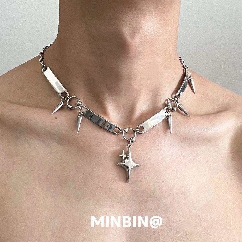 Rivet Necklace Metal Punk Style European and American Subculture Hot Girl Choker Necklace Niche Minimalist Style Clavicle Chain Trend