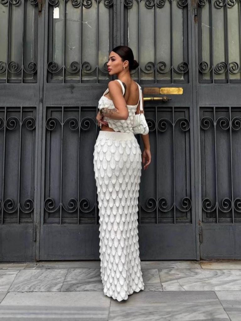 New Women's Fashion Strappy Two-Piece Set Scale Design Sweet & Spicy Half Skirt Suit Elegant