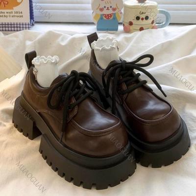 Damen 2025 Neue Japanische Mary Jane Schuhe Schwarz Braun Leder Dicke Sohle Runde Spitze Komfort Quadratischer Absatz Lolita Mädchenschuhe