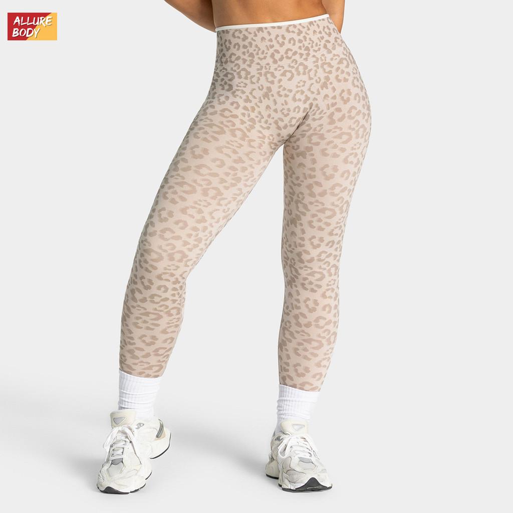 Pantaloni da Yoga Stampa Leopardo da Donna Vita Alta Senza Cuciture Controllo Pancia Leggings Fitness per Corsa e Palestra