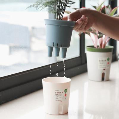Doppelschichtiger selbstbewässernder Hydrokultur-Blumentopf aus Kunststoff, fauler automatischer wasserabsorbierender Pflanzentopf, Topfpflanzgefäße für das Büro zu Hause