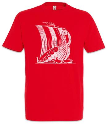 Wikingerschiff V Herren T-Shirt Boot Drachenboot Wikinger Schädel Runen Wikinger