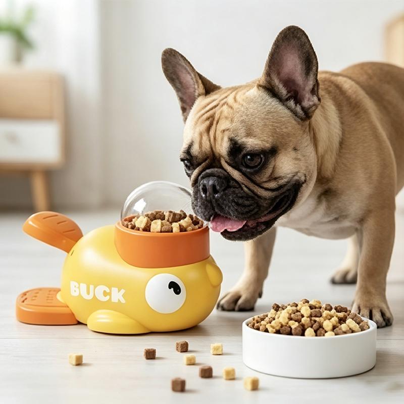 Hund 2-in-1 Interaktives Spielzeug Haustier Automatischer Futter-Leckerli-Spender Cartoon-Enten-Design Langsames Futter Haustier-Snack-Spender für Hundetraining