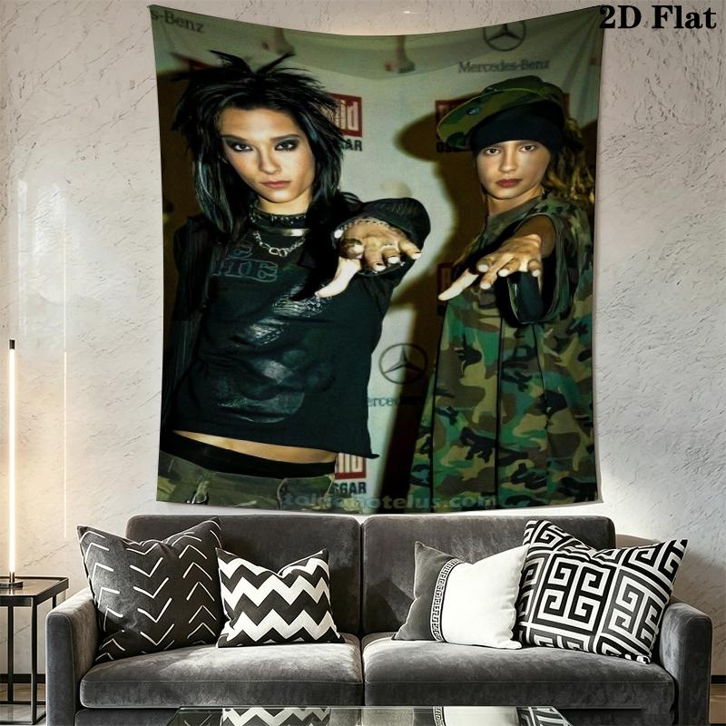 Bill Kaulitz E Tom Kaulitz Wall Tapestry Aesthetic Wall Hanging Printed Fabric Blanket Decorative Tapestries for Bedroom Living Room Home Decor