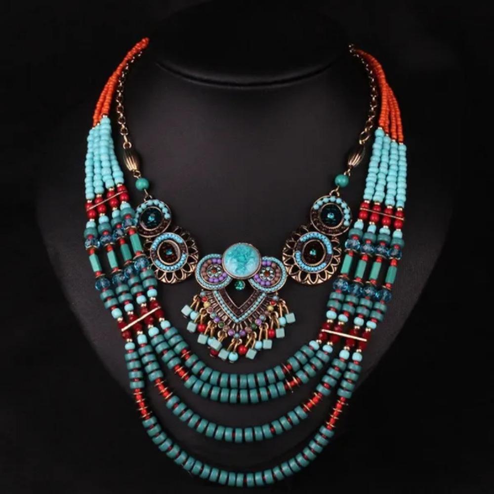 

Роскошное Бохо Эффектное Колье Многослойное Африканские Бусины Золотая Бижутерия Преувеличенная Женская Костюмная Бижутерия Винтажные Аксессуары