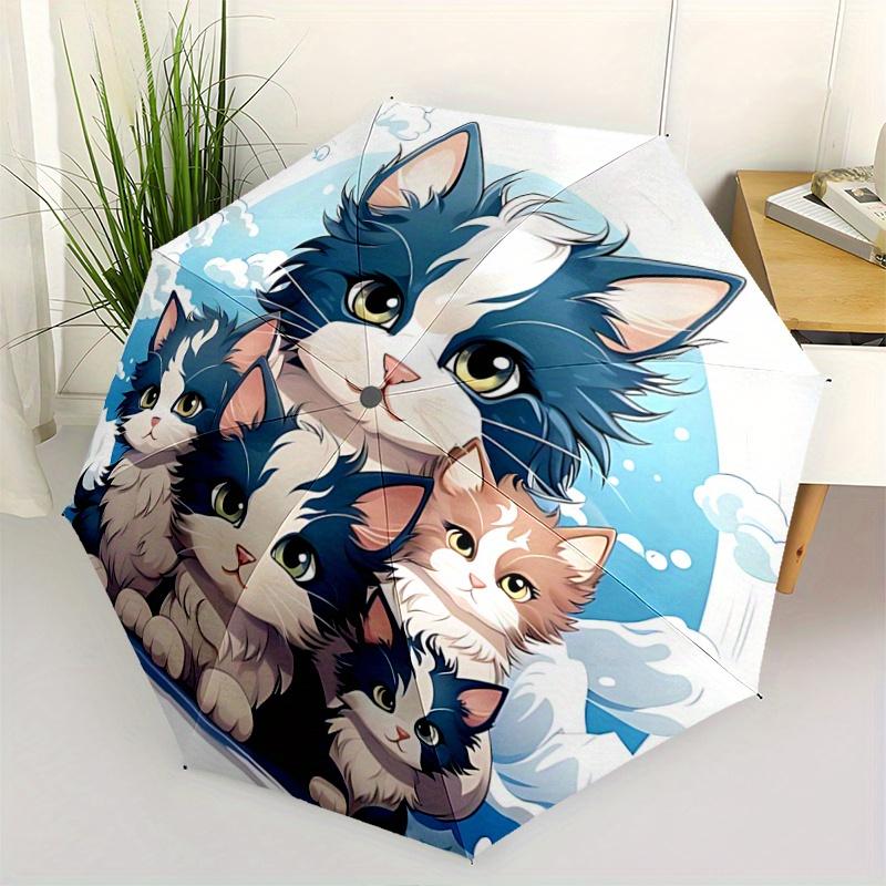 

1pc Cartoon Animals Pattern Umbrella, Fashionable, High-Value Folding Umbrella, a Must-Have for Summer, 8-Rib Durable Iron Frame, Tri-Fold Compact Des