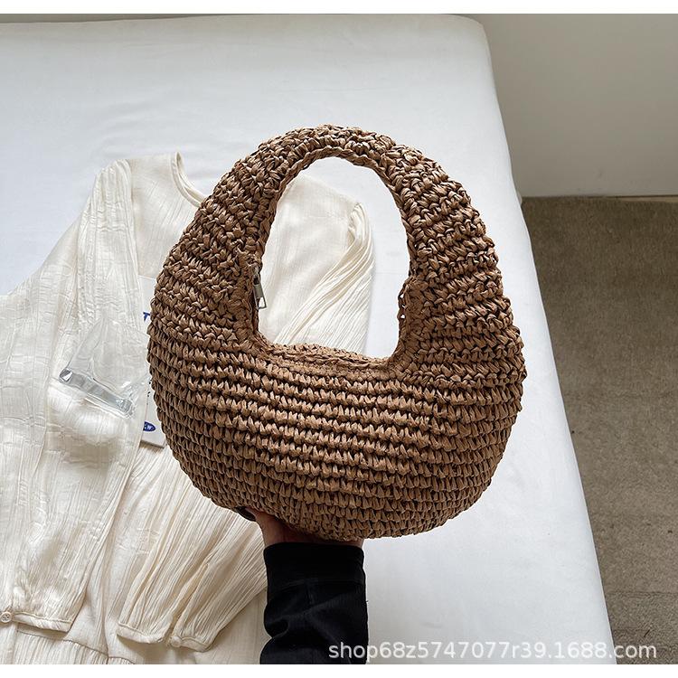 

Straw bag women s 2025 new summer seaside vacation beach bag shoulder bag Mori handwoven bag large capacity темно-коричневого