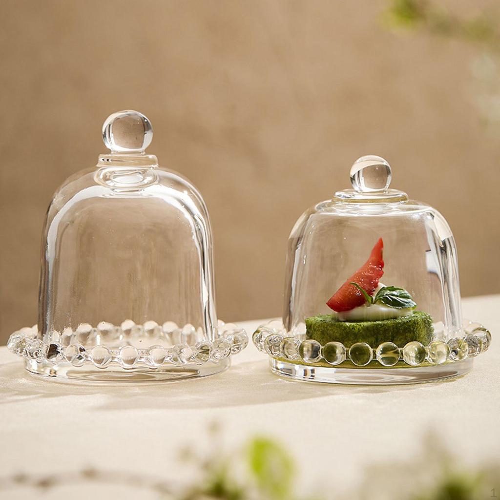 Suporte de Bolo de Vidro Transparente com Tampa de Sino Bandeja para Servir Sobremesas Acessórios para Doces e Frutas