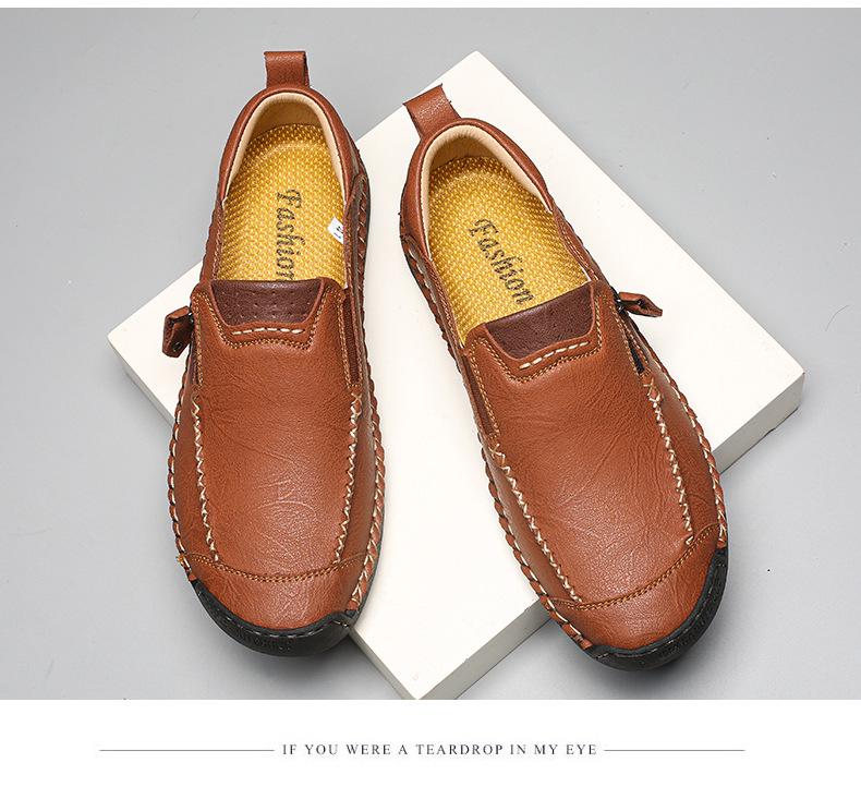 Men's Casual Retro Microfiber Leather Stitching Shoes with Zipper