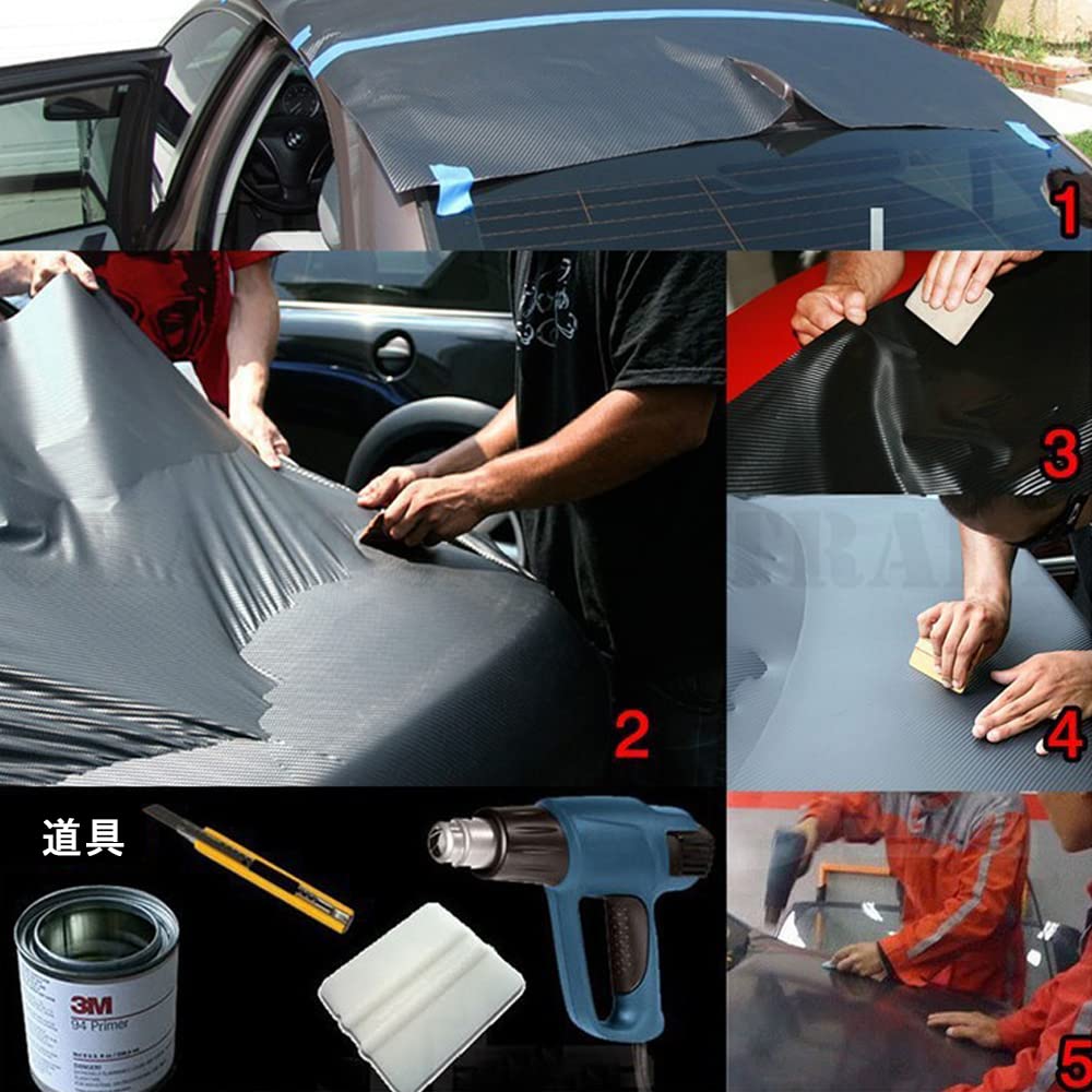 YFFSFDC 3D Carbon 152cm Long X 30cm Rack Carbon Fiber Car Wrap DIY Wrapping Interior from Interior Panels To Curved Grooved Backing Sheet, Wide,