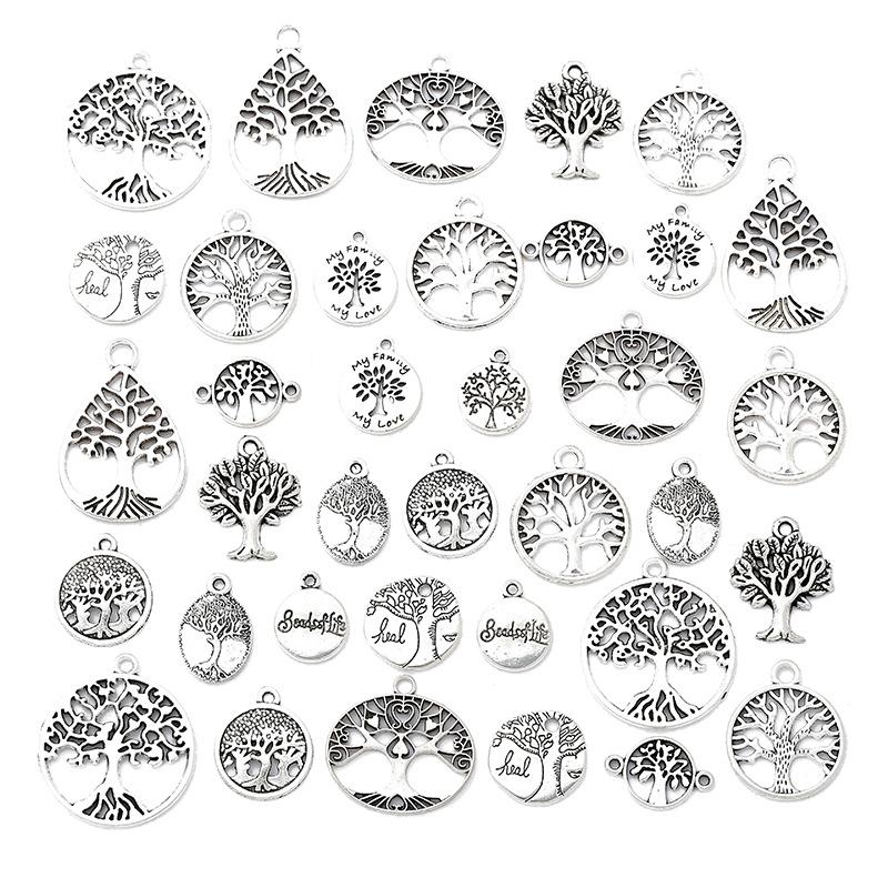 

12 шт. DIY Сердце Дерево Жизни Нержавеющая сталь Шарм Подвеска Семейные Деревья Ювелирные Изделия Браслет Соединительные Шармы серебряный