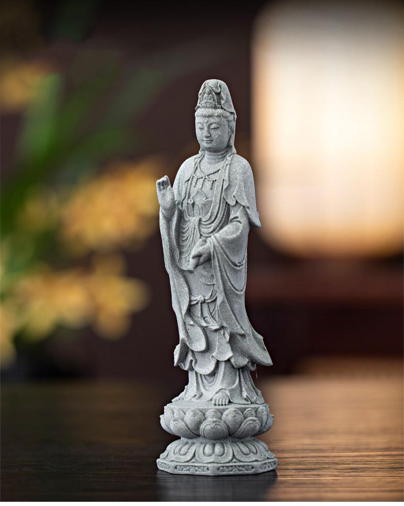 Piaskowiec Tathagata Guanyin rzeźby i figurki Chińskie figury buddyjskie Dekoracja stołu w domu salonie biurze feng shui