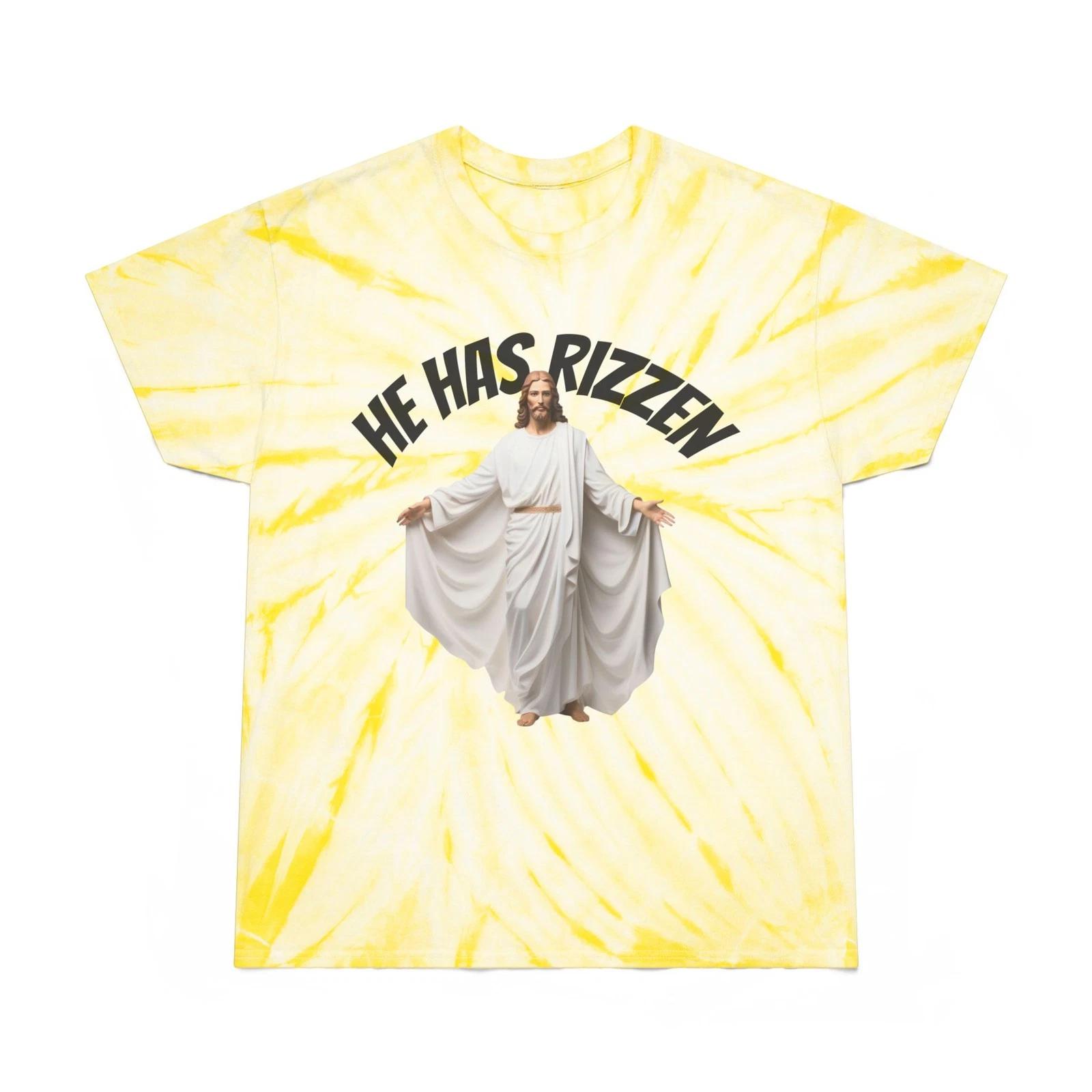 He Has Rizzed Tie-Dye Tee, Bright Tie-Dye Religious Children s T-shirt, Faith Tees, Comfy Tee 140