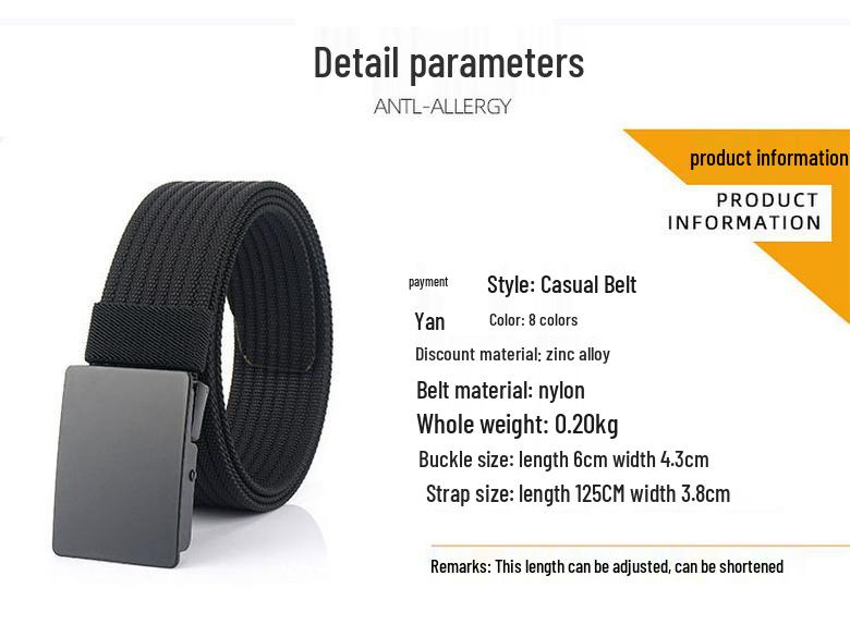 Men's Versatile Canvas Belt - Quick-Drying, Breathable Nylon, Ideal for Casual and Jeans Styles