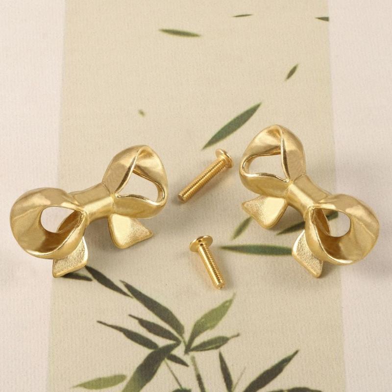 Simple Metal Cabinet Knob Drawer Pulls Bowknot Shape Furniture Decorative Handle for Kitchen Cupboard Wardrobe
