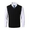 Pánská vesta svetr s výstřihem do V bez rukávů Slim Fit Colorblock Pletený svetr Slim Fit Střední délka Zahuštěný svetr preppy a business stylu