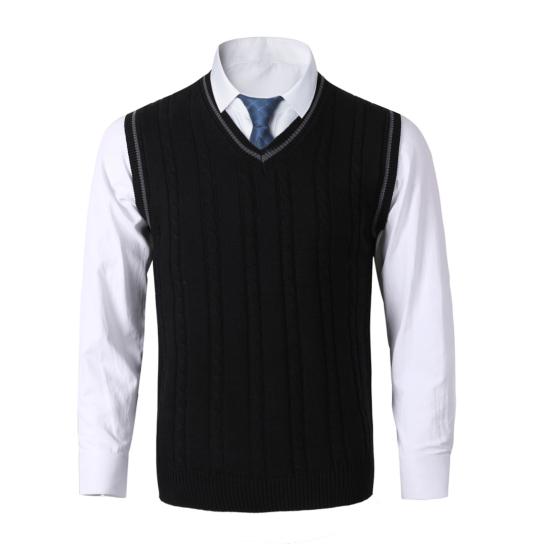 Pánská vesta svetr s výstřihem do V bez rukávů Slim Fit Colorblock Pletený svetr Slim Fit Střední délka Zahuštěný svetr preppy a business stylu