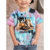 WML Jungen NUR EIN JUNGE, DER BAGGGER LIEBT Bau-Thema Cartoon-Muster Bagger-Aufdruck Lässiges Freizeit-T-Shirt
