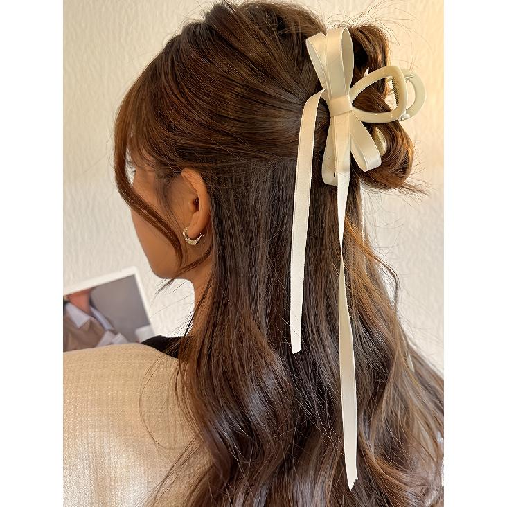 1pc Elegant Vintage Sweet Bow Ribbon Hair Claw Clip Strong Hold Hair Accessory For All Hair Types Chic Updo Tool