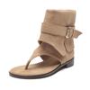 Fashion toe cool boots cover boots summer 2025 new casual versatile round head personalized herringbone Roman sandals