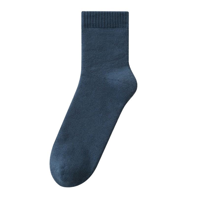 Herbst- und Winterwollsocken, Herrensocken, Verdickte warme Mid-Calf-Socken, Fleece-Langschaftsocken, Einfarbige dicke Socken aus Nordostchina