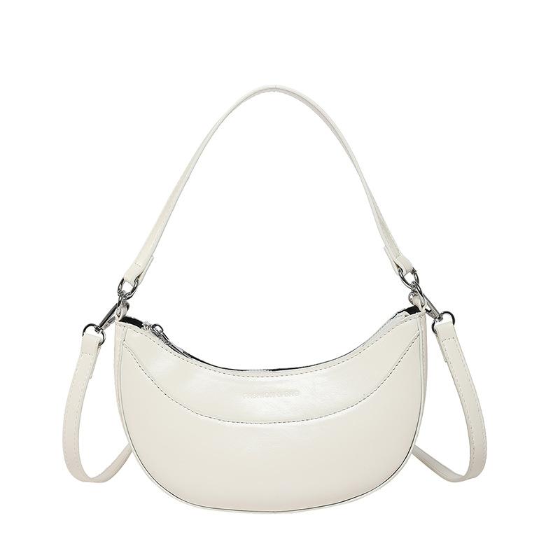 New Product Niche Simple Personality Hand Carry Crescent Moon Bag Versatile Temperament Commuter Oil Wax Leather Messenger Bag Female