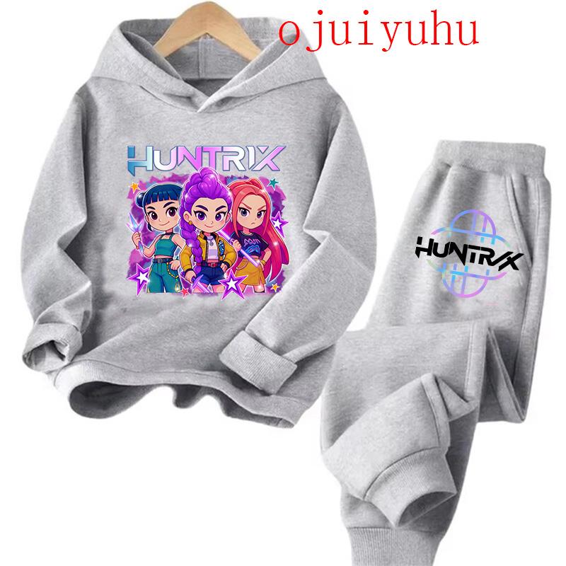 Children's Hoodie Movie Korean Style Sets Children Hoodies Kpop Demon Hunters Pullover Sweatshirt Trucksuit Cartoon Clothes
