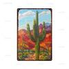 Vintage Floral Metal Plaque  Green Plants  Cactus Tin Sign  Wall Decoration for Garden Kitchen Living Room  Iron Painting Home D