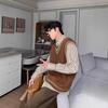 Men's Casual College Style V-Neck Knitted Sweater Vest - Autumn/Winter Korean Loose Fit